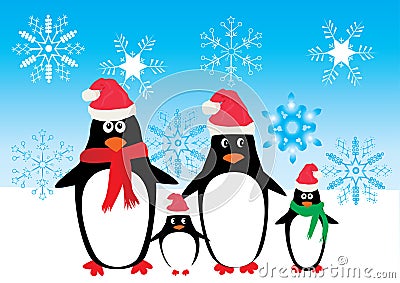 Penguin family Vector Illustration