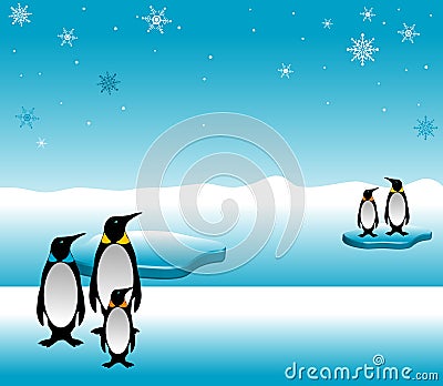 Penguin family Vector Illustration