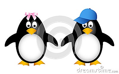 Penguin family with child Vector Illustration