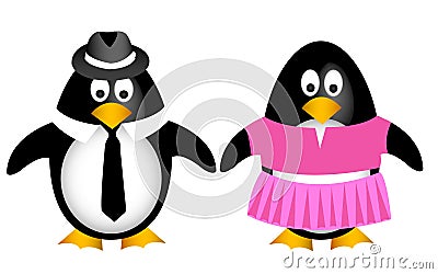 Penguin family with father mother Vector Illustration