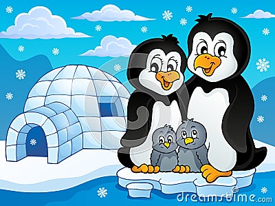 Penguin family theme image 2 Vector Illustration