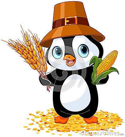 Penguin farmer Vector Illustration