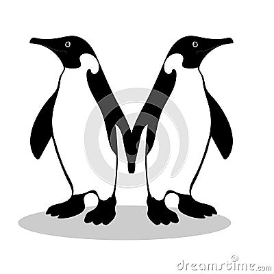 Penguin friendship symbol loyalty Vector Illustration