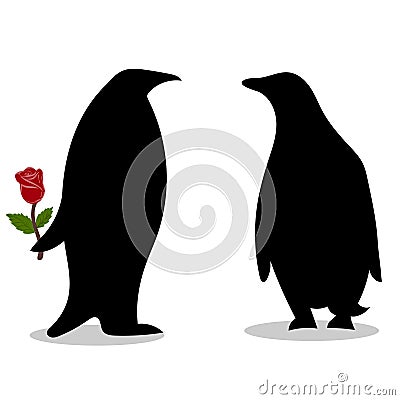 Penguin friendship symbol loyalty love Vector Illustration
