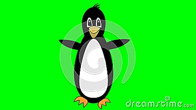 Penguin Funny Mascot Cartoon Dancing on Green Screen, Animated Bird Face,  Cute Eye Movements Stock Footage - Video of cheerful, penguin: 136834850