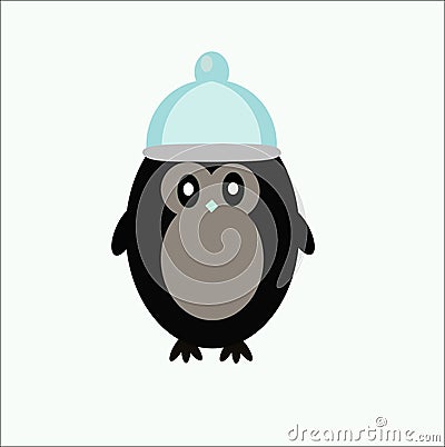 Cartoon penguin in blue hat Stock Photo