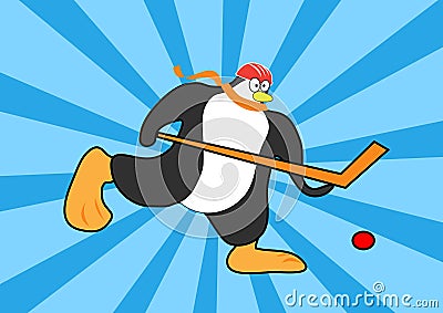 Penguin hockey Vector Illustration