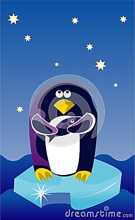 Penguin on an ice Stock Photo