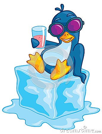 Penguin on Ice Vector Illustration