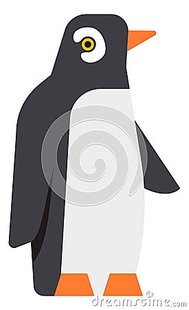 Penguin icon. Antarctic bird standing. Cute winter animal Vector Illustration