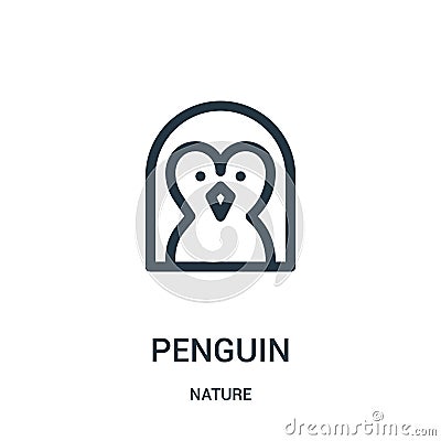 penguin icon vector from nature collection. Thin line penguin outline icon vector illustration. Linear symbol for use on web and Vector Illustration