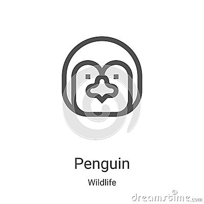penguin icon vector from wildlife collection. Thin line penguin outline icon vector illustration. Linear symbol for use on web and Vector Illustration