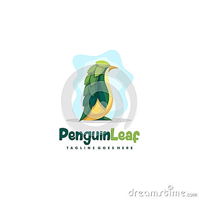 Penguin Leaf illustration vector Design template Vector Illustration