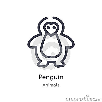 penguin outline icon. isolated line vector illustration from animals collection. editable thin stroke penguin icon on white Vector Illustration