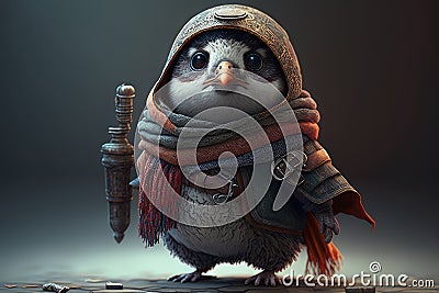 Penguin Pal: A Hyper-Detailed Epic Compositio Stock Photo