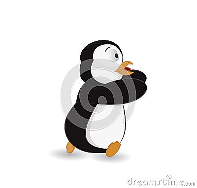 Penguin running scared Vector Illustration