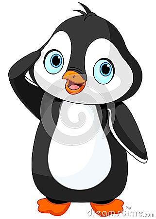 Penguin Salute Vector Illustration