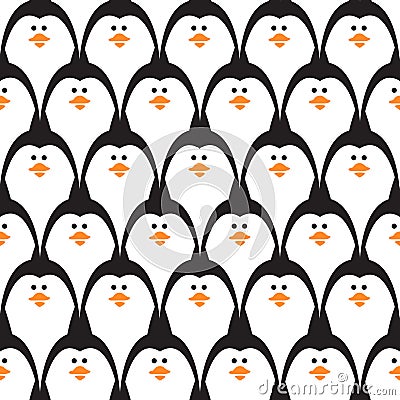 Penguin seamless cute vector pattern. Vector Illustration