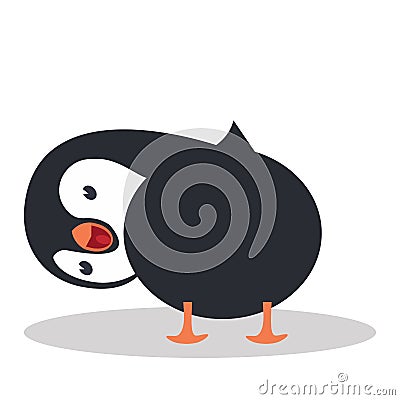 Penguin Standing with its back turned Vector Illustration