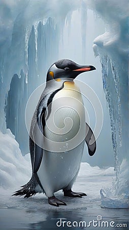 Concept of global warming Penguin suffering from temperature rising Stock Photo