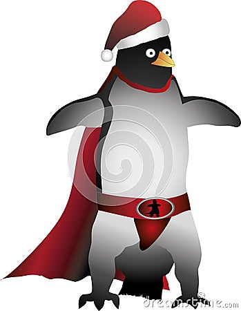 Penguin Super Santa Stock Photo