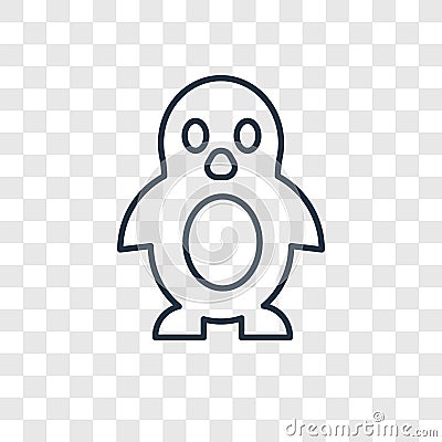 Penguin toy concept vector linear icon isolated on transparent b Vector Illustration