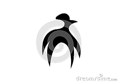 Penguin walk shield circle logo icon designs vector illustration silhouette Vector Illustration