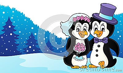 Penguin wedding theme image 3 Vector Illustration