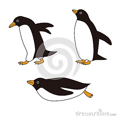 Penguins with different poses Stock Photo
