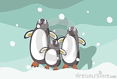 Penguins Family Vector Illustration