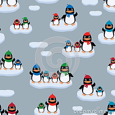 Penguins on the ice floes Vector Illustration