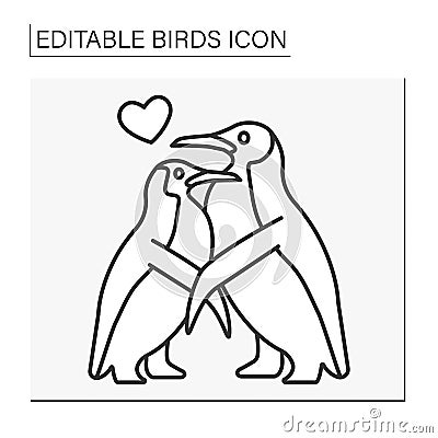 Penguins line icon Vector Illustration