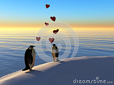 Penguins in love Stock Photo