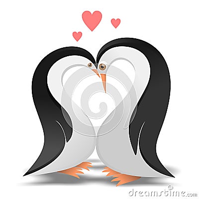 Penguins in love Vector Illustration