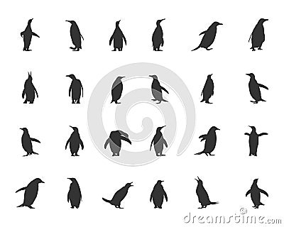 Penguins silhouette, Penguin clipart, Penguin vector illustration. Vector Illustration