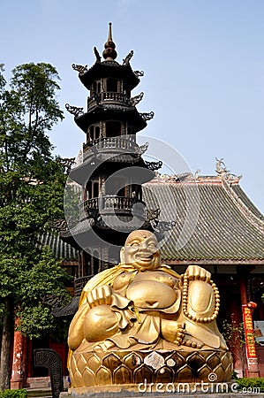 Pengzhou, China: Buddha at Long Xing Temple Stock Photo