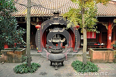 Pengzhou, China:Buddhist Temple Incense Brazier Editorial Stock Photo