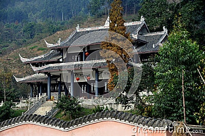 Pengzhou, China: Ge Xian Guan Temple Stock Photo