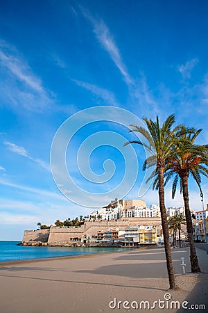 Peniscola Castle and beach in Castellon Spain Stock Photo