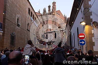 Penitents in the beginning of the Easter procession. Representation of the Holy Supper Editorial Stock Photo