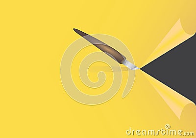 Penknife Cut Paper Vector Illustration