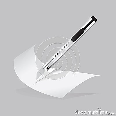 penknife cutting paper. Vector illustration decorative design Vector Illustration