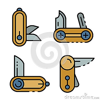 Penknife icons set vector flat Vector Illustration