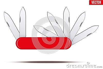 Penknife with many blades Vector Illustration