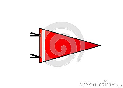 Pennant on white background. Red flag with white strip in flat style Vector Illustration