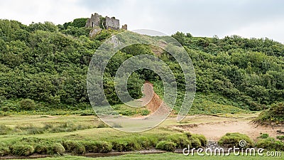 Pennard Castle, Three Cliffs Bay, Wales UK Stock Photo