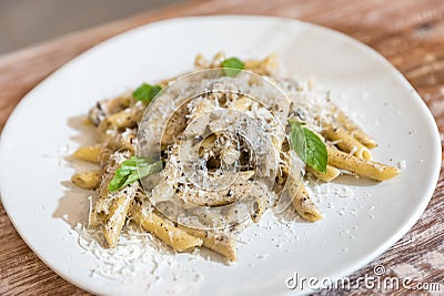 Penne Carbonara Pasta Stock Photo