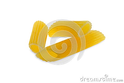 Penne - pasta with cylinder-shaped pieces cut at a bias isolated on white Stock Photo
