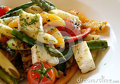 Penne pasta and veg Stock Photo