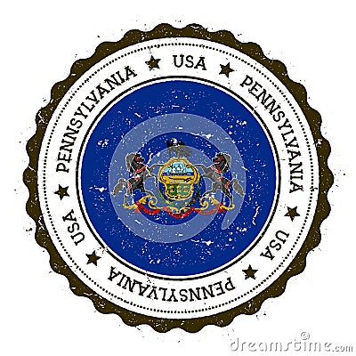 Pennsylvania flag badge. Vector Illustration